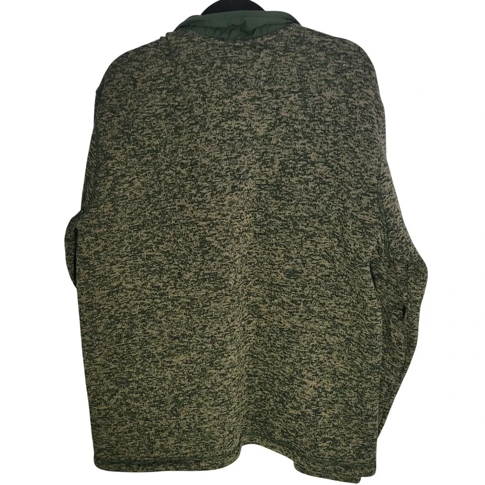 Eddie Bauer Mens‎ XL Green Marled Quarter Zip Fleece Pullover Sweater Jacket